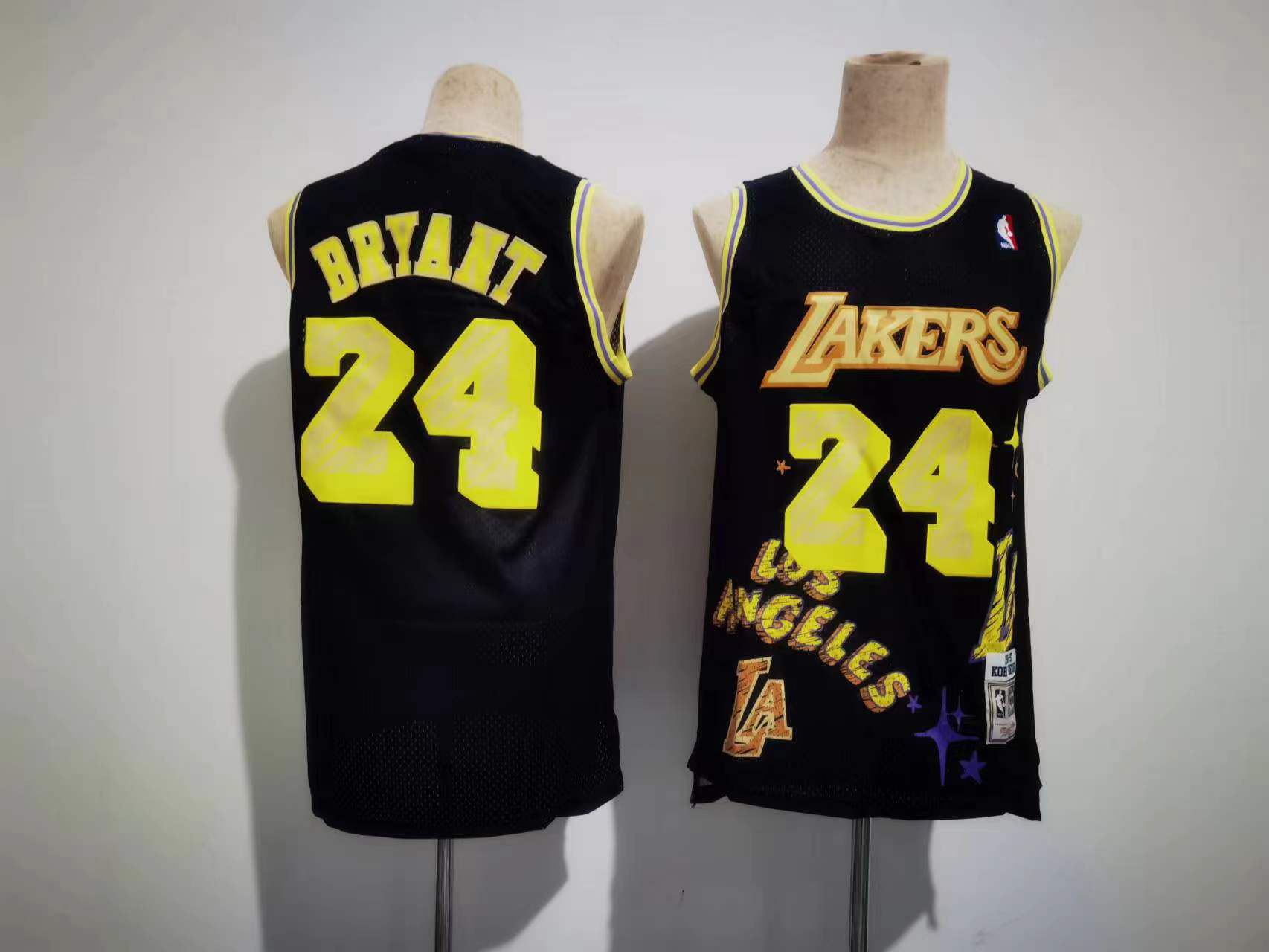 Men Los Angeles Lakers #24 Bryant Black Sketching version NBA Jersey